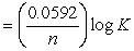  Consider the Daniell cell where the cell reaction and standard potential are:Zn(s)  + Cu<sup>2+</sup><sup> </sup>(aq)   \rarr Zn<sup>2+</sup><sup> </sup>(aq)  + Cu (s)   \quad E° = 1.10 VIf the cell is initially at standard conditions ([Cu<sup>2+</sup>] = [Zn<sup>2+</sup>] = 1.00 M) , what are the concentrations of Cu<sup>2+</sup><sup> </sup>and Zn<sup>2+</sup> when the cell potential has fallen to 1.06 V?If needed, use the following equation: \Delta G° = -nFE°, E°   , E = E° -   , moles e<sup>-</sup> =   (If needed, refer to Table 17-1in the text)  A)  [Cu<sup>2+</sup>]= 8.5 x 10<sup>-2</sup> M; [Zn<sup>2+</sup>]=1.91 M B)  [Cu<sup>2+</sup>]= 0.94 M; [Zn<sup>2+</sup>]= 1.06 M C)  [Cu<sup>2+</sup>]= 1.91 M; [Zn<sup>2+</sup>]=8.5 x 10<sup>-2</sup> M D)  [Cu<sup>2+</sup>]= 0.50 M; [Zn<sup>2+</sup>]=1.50 M E)  [Cu<sup>2+</sup>]= 0.90 M; [Zn<sup>2+</sup>]=1.10 M 