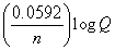  Consider the Daniell cell where the cell reaction and standard potential are:Zn(s)  + Cu<sup>2+</sup><sup> </sup>(aq)   \rarr Zn<sup>2+</sup><sup> </sup>(aq)  + Cu (s)   \quad E° = 1.10 VIf the cell is initially at standard conditions ([Cu<sup>2+</sup>] = [Zn<sup>2+</sup>] = 1.00 M) , what are the concentrations of Cu<sup>2+</sup><sup> </sup>and Zn<sup>2+</sup> when the cell potential has fallen to 1.06 V?If needed, use the following equation: \Delta G° = -nFE°, E°   , E = E° -   , moles e<sup>-</sup> =   (If needed, refer to Table 17-1in the text)  A)  [Cu<sup>2+</sup>]= 8.5 x 10<sup>-2</sup> M; [Zn<sup>2+</sup>]=1.91 M B)  [Cu<sup>2+</sup>]= 0.94 M; [Zn<sup>2+</sup>]= 1.06 M C)  [Cu<sup>2+</sup>]= 1.91 M; [Zn<sup>2+</sup>]=8.5 x 10<sup>-2</sup> M D)  [Cu<sup>2+</sup>]= 0.50 M; [Zn<sup>2+</sup>]=1.50 M E)  [Cu<sup>2+</sup>]= 0.90 M; [Zn<sup>2+</sup>]=1.10 M 