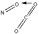 Which of the following sketches shows the proper orientation of molecules for CO<sub>2</sub> reacting with NO to make NO<sub>2</sub> and CO? A)     B)     C)     D)     E)    