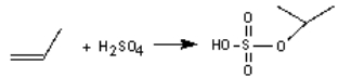 The industrial production of 2-propanol involves the reaction of propene with sulphuric acid and then water. Write the second step of the mechanism if the following is the first step:  