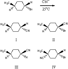 What would be the major product of the following reaction?   A)  I B)  II C)  III D)  IV E)  equimolar amounts of I and III