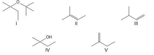 Which compound would be the major product?     A)  I B)  II C)  III D)  IV E)  V