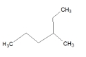 What is the correct name for the structure below?   A)  2-ethylpentane B)  2-propylbutane C)  3-ethylpentane D)  3-methylhexane E)  4-methylhexane