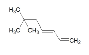 What is the correct name for the structure below?   A)  1,1-dimethylheptan-3,5-diene B)  6,6-dimethylheptan-1,3-diene C)  6,6,6-trimethylhexan-1,3-diene D)  1,1,1-trimethylhesan-3,5-diene E)  6,6-dimethylhexane-1,3-diene