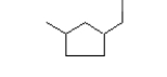 What is the correct name for the structure below?   A)  1-methyl-3-ethylcyclopentane B)  1-ethyl-3-methylcyclopentane C)  cycloctane D)  1-ethyl-4-methylcyclopentane E)  1-methyl-4-ethylcyclopentane