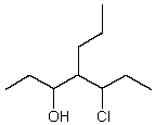A correct IUPAC name for the following compound is   A)  4-propyl-5-chloro-3-heptanol. B)  4-propyl-3-chloro-5-heptanol. C)  4-(1-chloropropyl) -3-heptanol. D)  5-chloro-4-propyl-3-heptanol. E)  3-hydroxy-4-propyl-5-chloroheptane.