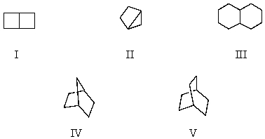 Which compound is bicycloheptane?   A)  I B)  II C)  III D)  IV E)  V