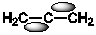  Which of the following best shows one of the   \pi  bonds in H<sub>2</sub>C=C=CH<sub>2</sub>? A)    B)    C)    D)    E)    