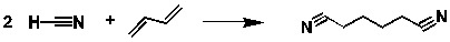 Adiponitrile is produced by the reaction of HCN and butadiene:   If 450 kg of butadiene and 400 kg of HCN were to react to completion, what is the maximum amount of adiponitrile that would be produced? A)  450 kg B)  8.32 x 10<sup>3</sup> moles C)  1.48 x 10<sup>3</sup> moles D)  800 kg E)  900 kg
