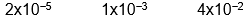 Which of the following initial concentrations of reactants and products will cause the reaction to proceed to the right in order to establish equilibrium?  2 NO<sub>2</sub>(g)    2 NO(g)  + O<sub>2</sub>(g)  K<sub>c</sub>=3.4*10 <sup>-</sup>F <sup>7</sup> (at 200   C)     A)     B)     C)     D)      E)  none of these