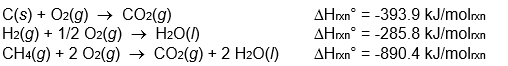  Calculate   \Delta  H<sub>rxn</sub>° for the reaction: C(s)  + 2 H<sub>2</sub>(g)    \rightarrow  CH<sub>4</sub>(g)  from the following data:    A)  -1855.7 kJ/mol<sub>rxn</sub> B)  -214.6 kJ/mol<sub>rxn</sub> C)  -75.1 kJ/mol<sub>rxn</sub> D)  210.9 kJ/mol<sub>rxn</sub> E)  1569.9 kJ/mol<sub>rxn</sub> 