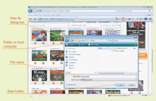 Please refer to the figure below as you answer the following two questions. FIGURE 2-1    -Referring to Figure 2-1, to save a downloaded file to your computer you open the ____ dialog box. A)  Save As B)  Save C)  Download D)  Programs