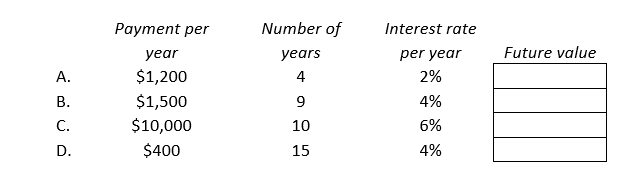 Complete the following table:   