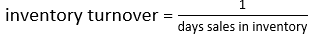 Inventory turnover is related to the days sales in inventory such that: A)    B)    C)   