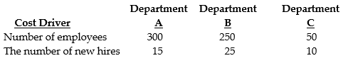 The cost of the personnel department at the Miller Company has always been charged to the production departments based upon number of employees. Recently, opinions gathered from the department managers indicated that the number of new hires might also be a predictor of personnel costs to be assigned. Total personnel department costs are $120,000.     Required: Using the above data, prepare a report that contrasts the different amounts of personnel department cost that would be allocated to each of the production departments if the cost driver used is: a. number of employees. b. the number of new hires. c. Which cost estimation method is being used by Miller Company?