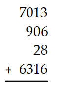 Add. -  A)  14,153 B)  14,263 C)  13,253 D)  13,163
