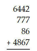 Add. -  A)  11,072 B)  12,172 C)  12,062 D)  11,162