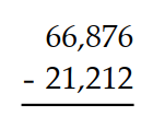 Subtract. -  A)  45,664 B)  46,664 C)  45,660 D)  45,640