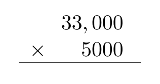  Multiply. -  A)   165,001,000  B)   165,000,000  C)   164,999,501  D)   164,999,000