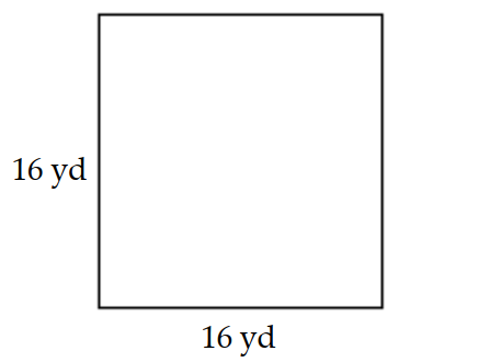  Find the area of the region. -  A)   512  sq yd B)   256  sq yd C)   251  sq yd D)   64  sq yd 