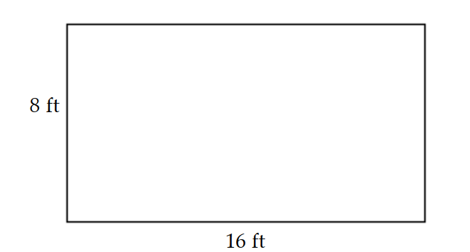  Find the area of the region. -A homeowner is planning a vegetable garden and needs to know the area to determine how much compost to add. Find the area of the rectangular garden.   A)   128 \mathrm{sqft}  B)   256 \mathrm{sq} \mathrm{ft}  C)   192 \mathrm{sq} \mathrm{ft}  D)   64 \mathrm{sq} \mathrm{ft}