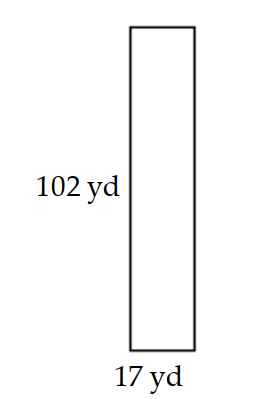 Find the area of the region. -A section of property is to be cleared and planted with grass. Find the area of the new lawn.   A)  1445 sq yd B)  1734 sqyd C)  1724 sqyd D)  119 sq yd