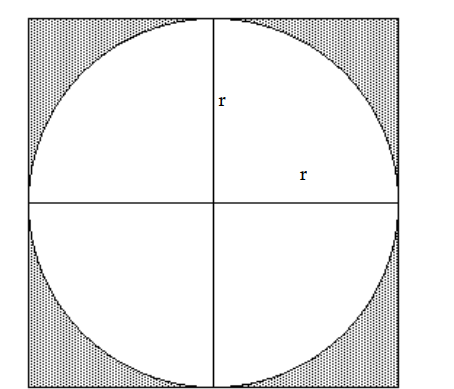 Solve the problem. -Find a polynomial for the the shaded areas of the figure.   A)  (? - 4) r<sup>2 </sup> B)  (4 - ?) r<sup>2 </sup> C)  (? - 1) r<sup>2 </sup> D)  ?r<sup>2 </sup>