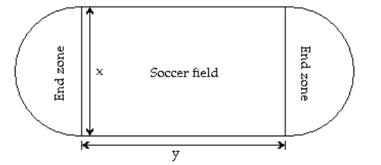  Solve the problem. -An oval running track encircles a soccer field that is  x  yards wide and  y  yards long (see figure) . The area  \mathrm{A}  of the region enclosed by the track can be calculated using the equation  \mathrm{A}=\mathrm{xy}+\pi\left(\frac{\mathrm{x}}{2}\right) ^{2} . Calculate the area if  \mathrm{x}=73 \mathrm{yd}  and  \mathrm{y}=108 \mathrm{yd} . Use the approximation  \pi \approx 3.14 .   A)   7999 \mathrm{yd}^{2}  B)   12,067 \mathrm{yd}^{2}  C)   24,617 \mathrm{yd}^{2}  D)   28,939 \mathrm{yd}^{2}