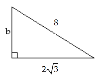  Find the length of the third side of the right triangle. Where appropriate, give both an exact answer and an approximation to three decimal places. -  A)   \sqrt{52} \approx 1.280  B)   \sqrt{52} \approx 7.211  C)   \sqrt{76} \approx 2.685  D)   \sqrt{58} \approx 1.639