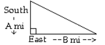  Solve the problem. Give an exact answer and an approximation to the nearest tenth. -A boat travels 2 mi south and then 4 mi east. How far is the boat from its starting point?    \mathrm{A}=2 \mathrm{mi} \quad \mathrm{B}=4  A)   \sqrt{20} \mathrm{mi} \approx 4.5 \mathrm{mi}  B)   \sqrt{20} \mathrm{mi}=10 \mathrm{mi}  C)   \sqrt{8} \mathrm{mi} \approx 2.8 \mathrm{mi}  D)   \sqrt{6} \mathrm{mi} \approx 2.4 \mathrm{mi}