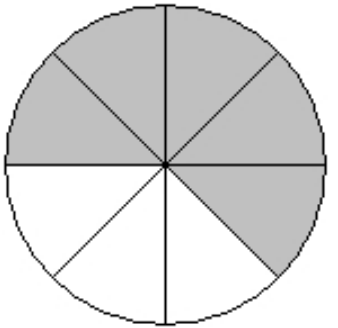  What part of the object or set of objects is shaded? -  A)   \frac{3}{8}  B)   \frac{5}{8}  C)   \frac{5}{3}  D)   \frac{3}{5}