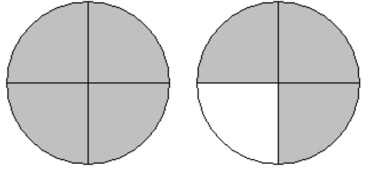  What part of the object or set of objects is shaded? -  A)   \frac{3}{4}  B)   \frac{7}{8}  C)   \frac{1}{7}  D)   \frac{7}{4}