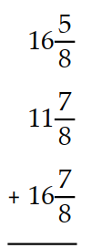  Add. Write a mixed numeral for the answer. -  A)  45 B)   46 \frac{3}{8}  C)   45 \frac{3}{8}  D)   44 \frac{3}{8}