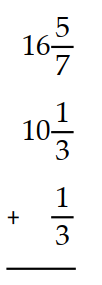  Add. Write a mixed numeral for the answer. -  A)   26 \frac{8}{21}  B)   27 \frac{1}{2}  C)   28 \frac{8}{21}  D)   27 \frac{8}{21}