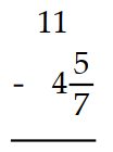  Subtract. Write a mixed numeral for the answer. -  A)   10 \frac{2}{7}  B)   7 \frac{2}{7}  C)   6 \frac{2}{7}  D)   7 \frac{5}{7}