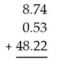 Add. -  A)  56.59 B)  56.49 C)  57.49 D)  57.59