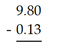 Subtract. -  A)  10.67 B)  9.67 C)  9.77 D)  9.7