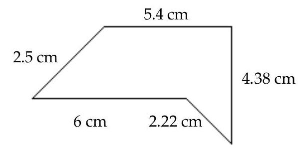  Find the perimeter of the figure below.   A)   13.39 \mathrm{~cm}  B)   20.5 \mathrm{~cm}  C)   15.1 \mathrm{~cm}  D)   7.99 \mathrm{~cm}