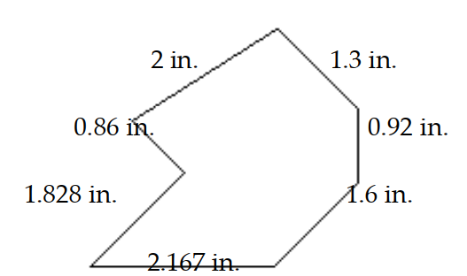  Find the perimeter of the figure below.   A)   10.675 \mathrm{in} . B)   7.273 \mathrm{in} . C)  9.073 in. D)  8.875 in. 