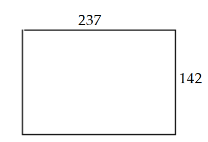  In this rectangle, find the ratios of length to width and of width to length.   A)   \frac{142}{237} ; \frac{95}{142}  B)   \frac{237}{142} ; \frac{142}{237}  C)   \frac{142}{237} ; \frac{237}{142}  D)   \frac{95}{142} ; \frac{142}{237}