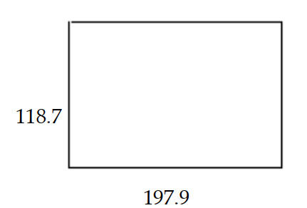  In this rectangle, find the ratios of length to width and of width to length.   A)   \frac{197.9}{118.7} ; \frac{118.7}{197.9}   B)   \frac{118.7}{197.9} ; \frac{197.9}{118.7}   C)   \frac{118.7}{316.6} ; \frac{197.9}{316.6}   D)   \frac{197.9}{118.7} ; \frac{118.7}{316.6}