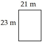  Find the area. -  A)   966 \mathrm{~m}^{2}  B)   88 \mathrm{~m}^{2}  C)   44 \mathrm{~m}^{2}  D)   483 \mathrm{~m}^{2}