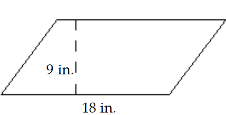  Find the area. -  A)  27 in.  ^{2}  B)  162 in.  ^{2}  C)  324 in.  ^{2}  D)  81 in.  ^{2}