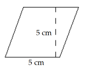  Find the area. -  A)   25 \mathrm{~cm}^{2}  B)   20 \mathrm{~cm}^{2}  C)   10 \mathrm{~cm}^{2}  D)   12.5 \mathrm{~cm}^{2}