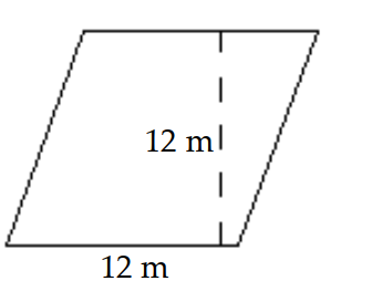  Find the area. -  A)   144 \mathrm{~m}^{2}  B)   48 \mathrm{~m}^{2}  C)   72 \mathrm{~m}^{2}  D)   24 \mathrm{~m}^{2}
