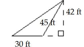  Find the area. -  A)   630 \mathrm{ft}^{2}  B)   882 \mathrm{ft}^{2}  C)   945 \mathrm{ft}^{2}  D)   1260 \mathrm{ft}^{2}