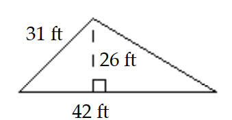  Find the area. -  A)   1092 \mathrm{ft}^{2}  B)   338 \mathrm{ft}^{2}  C)   546 \mathrm{ft}^{2}  D)   403 \mathrm{ft}^{2}