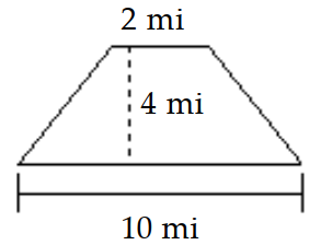  Find the area. -  A)   16 \mathrm{mi}^{2}  B)   400 \mathrm{mi}^{2}  C)   20 \mathrm{mi}^{2}  D)   24 \mathrm{mi}^{2}