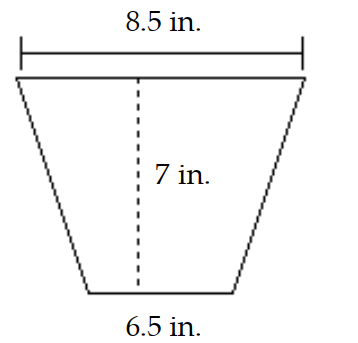  Find the area. -  A)  22 in.  ^{2}  B)   105 \mathrm{in.}^{2}  C)  52.5 in.  ^{2}  D)  45.5 in.  ^{2}