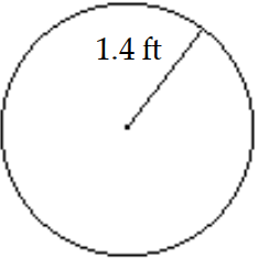  Find the radius or diameter as requested. -Find the diameter.   A)   4.396 \mathrm{ft}  B)   0.7 \mathrm{ft}  C)   2.8 \mathrm{ft}  D)   6.15 \mathrm{ft}